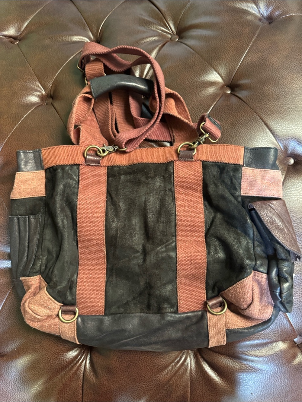 Unisex Multicolor Convertible Leather Bag - Picture 2 of 8